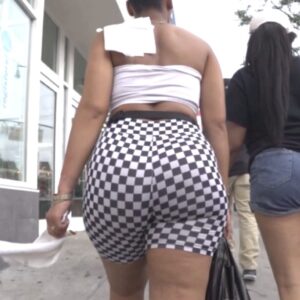 Melanated Cutie w/ Perfect Booty in Checkered Shorts!