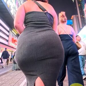Wonderful Pearshaped Loaded Booty PAWG in Tight Gray Dress!!!