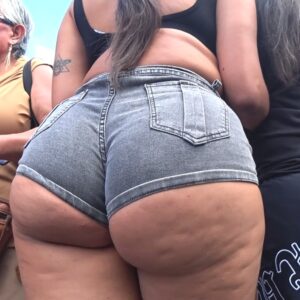 EPIC Lesbo Super-Cheeks Poppin Out the Jeans Booty-Shorts!!! 🥵🥵🥵 (from Festive Booty Captures Vol. 11)