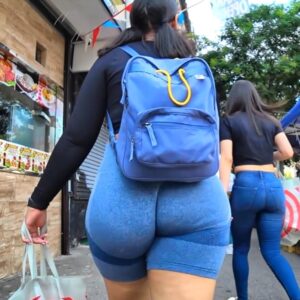 OMG!!! Pearshaped Latina Goddess w/ the INSANE Wedge in Blue Shorts!!! 😫😫😫