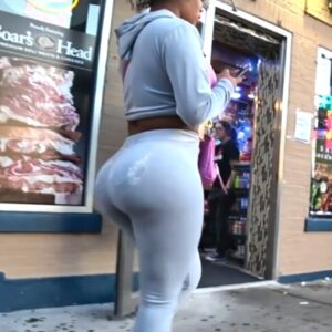 Ebony Fire in Gray Tight Sweats!